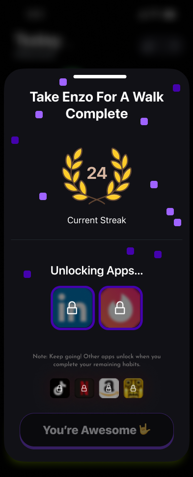 Today view with multiple habits and check-in buttons